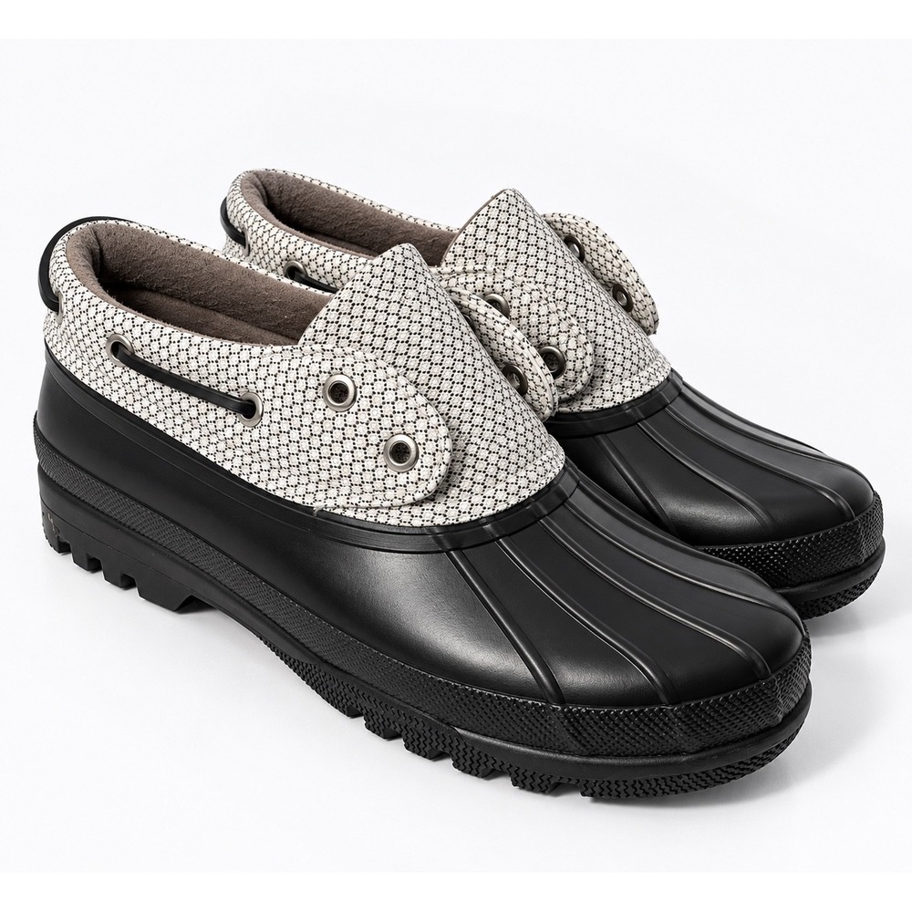 Sperry Top-Sider Saltwater Waterproof Duck Boots Black White Womens 9 Snow Rain
